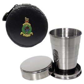 Knight 2oz Collapsible Drinking Cup with Leather Royal Marines Case