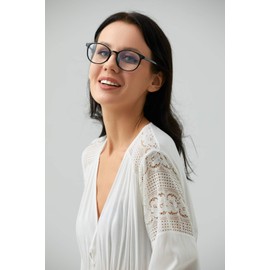 FONHCOO Blue Light Blocking Glasses Women Men Computer Eyeglasses,TR90 Fashion Round Transparent Anti Blue Light Glasses with Anti Eyestrain & UV Glare for Gaming & Reading (Shiny Black)