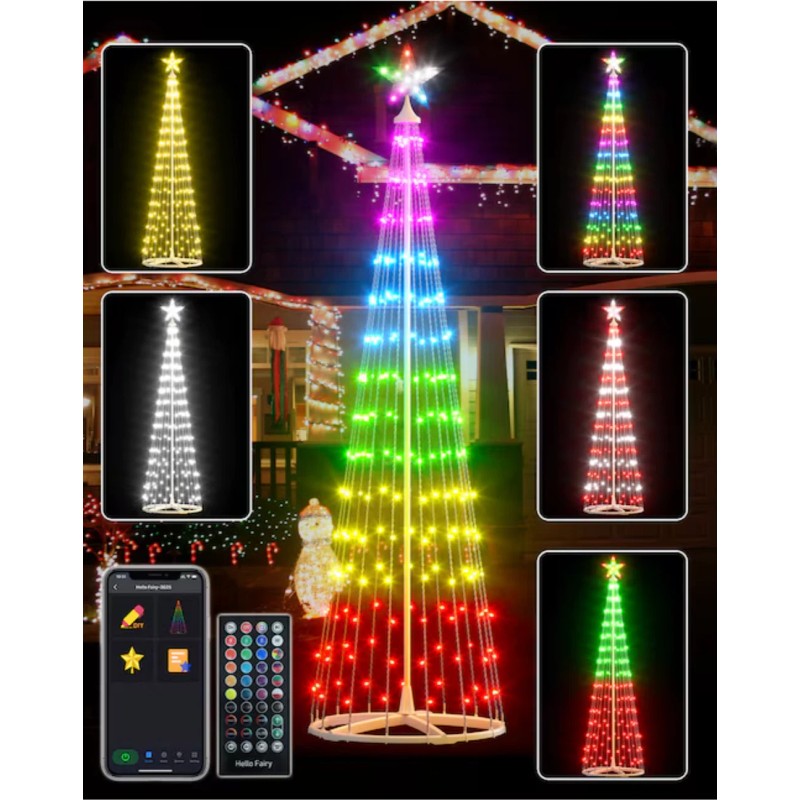 AVARTAR CONTROLS 8FT Smart LED lights Christmas Cone Tree with