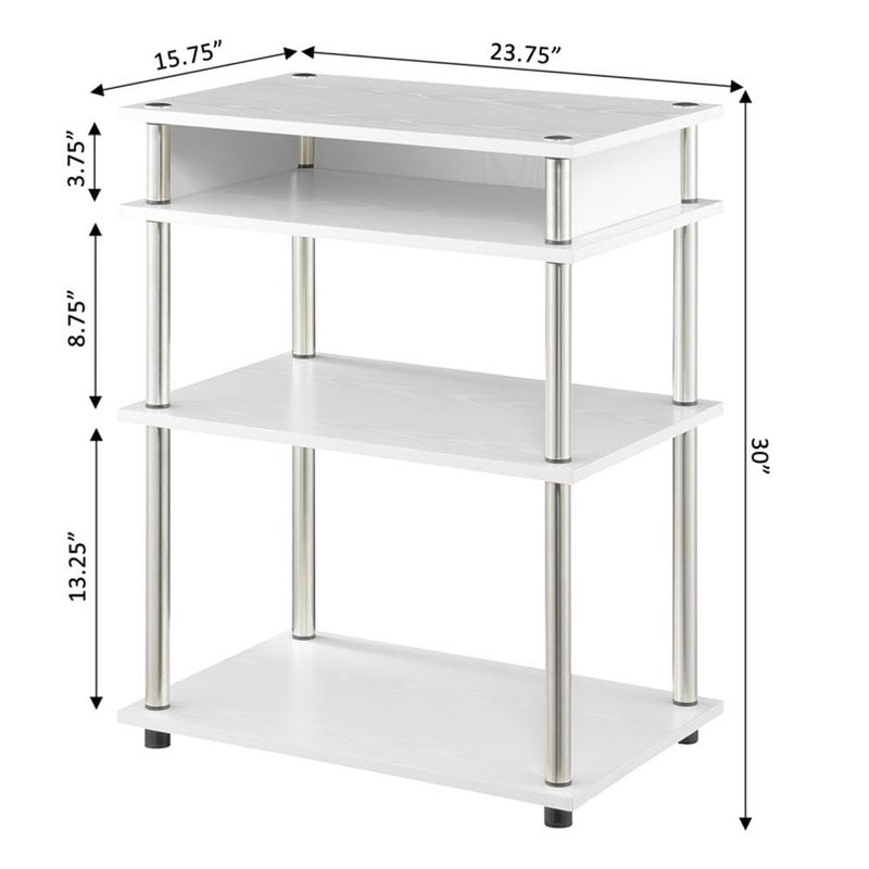 Convenience Concepts Designs2Go No Tools Printer Stand with Shelves, White