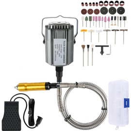 Happybuy Flex Shaft Grinder - 780W Rotary Tool with 131PCS Accessories, 500-23000RPM rotary carver features a 1/4" 3-Jaw Chuck, stepless speed foot pedal