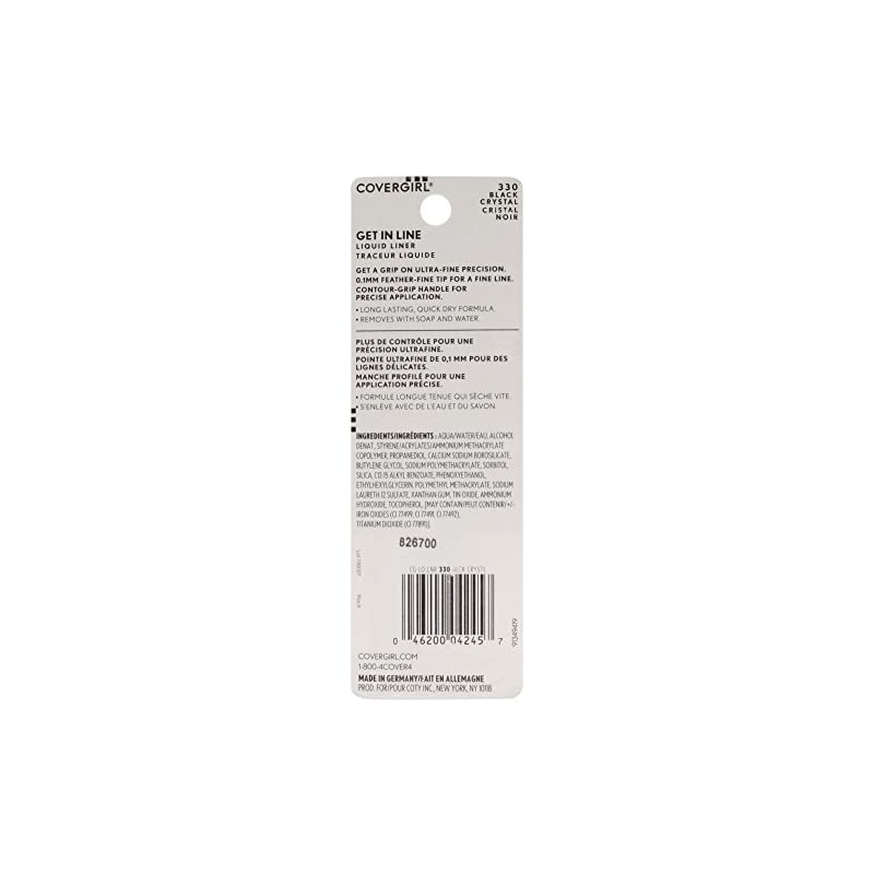 COVERGIRL Get In Line Liquid Eyeliner, Black Crystal, 0.04 Pound