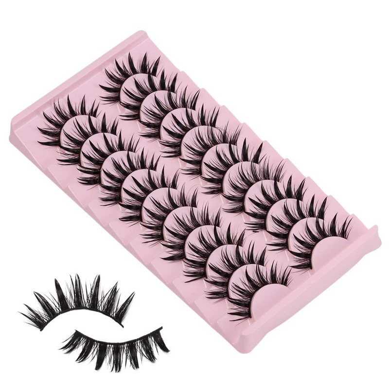 10 Pairs False Eyelashes, Dramatic Cartoon Eyelashes, Wet Look 16mm