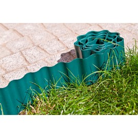 VERTO Flexible Lawn and Flower Bed Edging - Green - 9 m Length and 10 cm Height - Made of Impact-resistant Plastic - Easy to Assemble - Reliable Root Barrier / Lawn Edging / Flower Bed Border