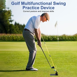 Polegas Golf Swing Traine, Golf Trainer for Hitting, Golf Practice Plate for Golf Swing Posture Correction, Golf Alignment Stick Holder Set for Men and Women Golfers