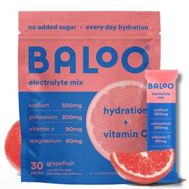 Baloo Electrolyte Powder Packets - No Added Sugar Instant Hydration Packets with Magnesium, Vitamin C, Potassium and Sodium - Grapefruit - 30 Stick Packs