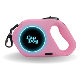Lapdog New 2024 LED Retractable Dog Leash, Dog Leash with Flashlight, Rechargeable Type-C, One Button Lock, 360 Degree 16 FT Heavy Duty Nylon Tangle Free Dog Leash for Small Medium Large Dogs (Pink)