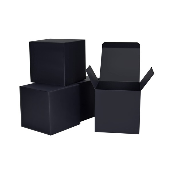 HUAPRINT Black Gift Box,Gift Boxes with Lids 5x5x5inch,24pcs Paper Gift Box Bulk,Gift Boxes for Presents,Birthday,Bridesmaid Proposal,Groomsmen Engagements,Baby Showers,Christmas,Wedding Party Favor,Cupcake,Crafting,Holidays