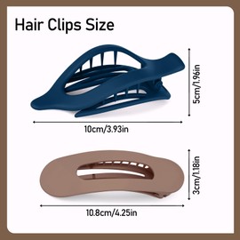 8 PCS Flat Hair Clips, 2 Styles Flat Claw Clips for Women Girls Thick Thin Hair, Matte Hair Clips for Wedding Prom Party Hair Decorations (6 Colors)