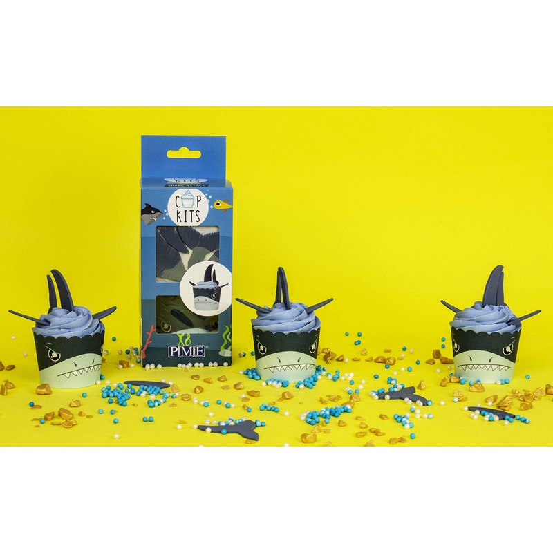 PME Cupcake Decorating Kit with Edible Toppers, Shark Attack