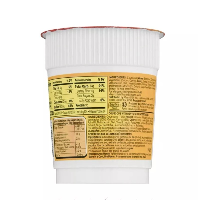Osem LOT OF 24 Mana Chama Instant Meal Cup Couscous