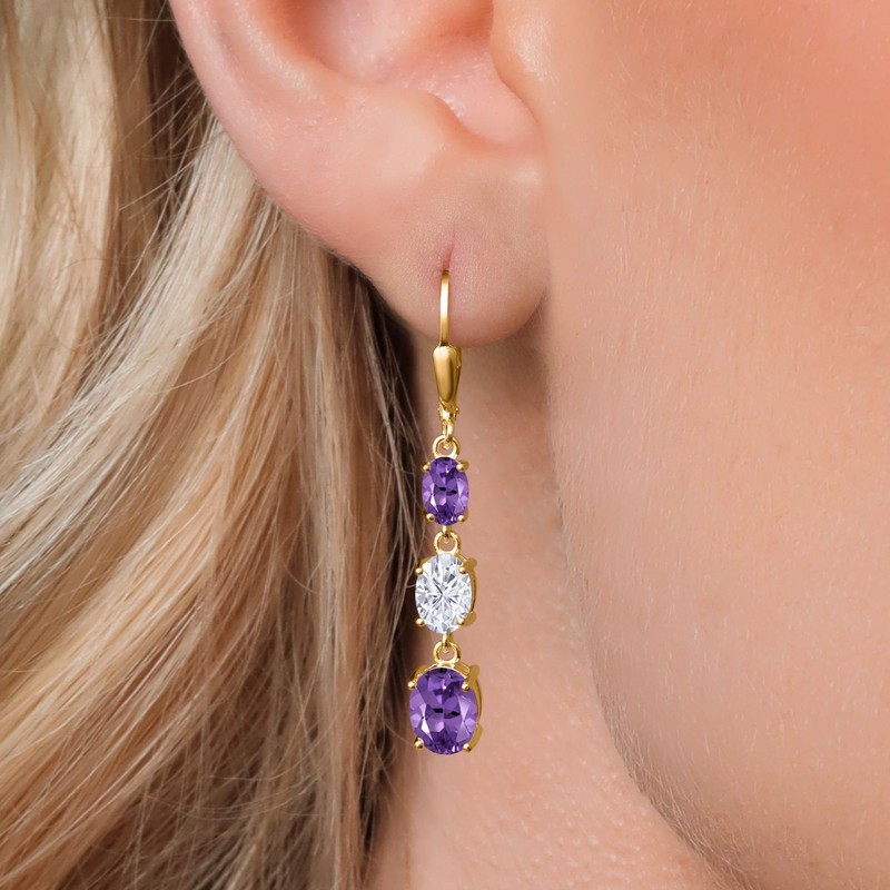 Gem Stone King 18K Yellow Gold Plated Silver Amethyst 3