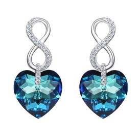 EVER FAITH 925 Sterling Silver Wedding Blue CZ Infinity Heart Drop Earrings for Women