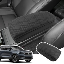 LANGBEAN Armlehnenabdeckung für V0LV0 XC40 2018-2025, Mittelarmlehne Abdeckung aus Dickem PU-Leder, C40 Recharge Armlehnenschutzhülle Mittelkonsole zur Die Armlehne um 3CM Erhöhen, Schwarz