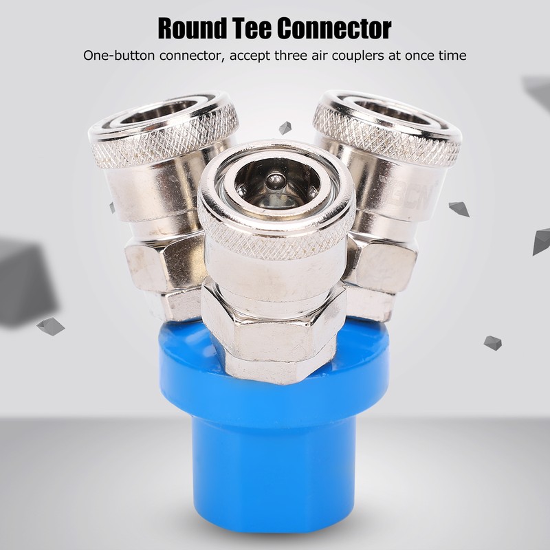 3Pcs 3Way Air Quick Coupling CType Round Tee Pneumatic Connector
