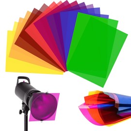 14 Pack Correction Light Gel Filter Sheets, 7 Color Transparent Overlays for Photography, Stage Lighting, and Video Production,11.7 x 8.3 Inches