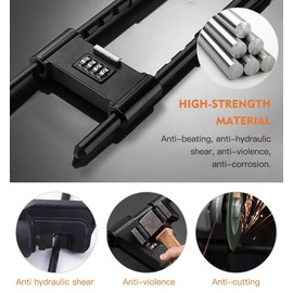 Long Shackle Padlock -U-Lock-Bike Combo U-Lock - Four-Position Combination Padlock -with Adjustable Shackle - Suitable for Bicycles, e-Bikes, Mountain Bikes, Glass Doors