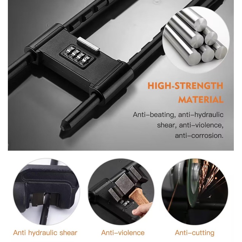 Long Shackle Padlock -U-Lock-Bike Combo U-Lock - Four-Position Combination Padlock