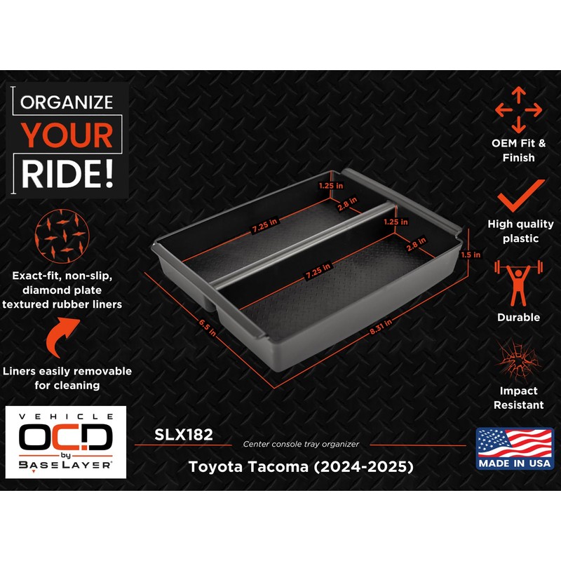 Vehicle OCD – Center Console Organizer Tray for Tacoma (2024-2025)