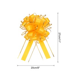 sourcing map 5pcs 6 Inch Large Big Pull Bow with Gold Edge, Organza Car Gift Wrapping Bows Ribbon for Wedding Car Baskets Presents Christmas Bow, Yellow