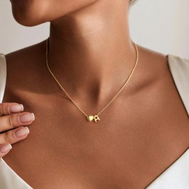 M MOOHAM Initial Necklaces for Women - Tiny Heart Initial M Necklaces for Women Dainty Gold Heart Letter Necklace Jewelry Birthday Gifts for Her Mom Wife Sister Girlfriend