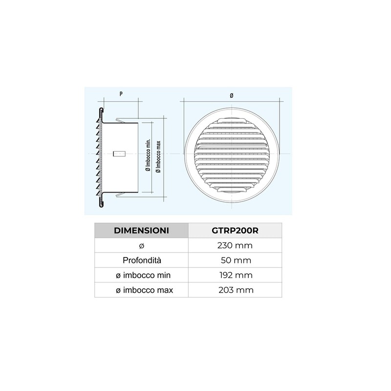 The gtrp200r-y Ventilation Grill Round Recessed, Copper, 230 mm