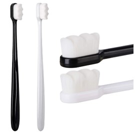 Hongjin Cepillo Dental Extra Suave, Cerdas Ultra Suaves para Adultos, Cerdas Micro Nano 15000, Negro y Blanco