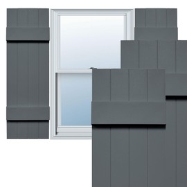 TailorMade LJ4C14X02900SC Lifetime Four Joined, Board-n-Batten, w Loks (Per Pair) Vinyl Shutters, 29-in. H, 419-Storm Cloud