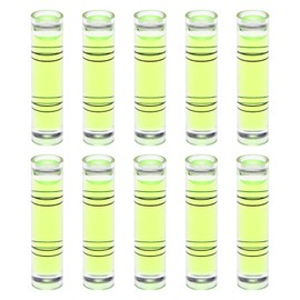 sourcing map 10pcs Cylindrical Bubble Level 9.5x40mm Mini Bullseye Spirit Levels for Leveling Camera Tripod Telescope Workshop Turntable Pictures Frame, Green