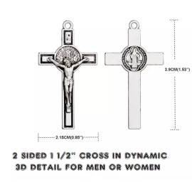Fashion Jewelry PRAY BLESS CROSS CRUCIFIX JESUS 2 Sided Pendant 925 Sterling Silver 18" Necklace