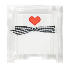Notes,3 x 3 Acrylic Holder with Paper, Heart