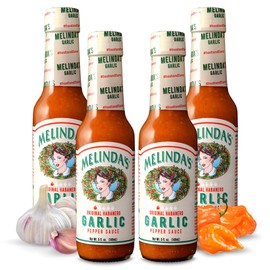 Melinda’s Garlic Habanero Hot Sauce - Gourmet Garlic Hot Sauce - Spicy Garlic Sauce Made with Habanero Peppers, Garlic, Carrots, & Onion - Keto, Kosher, Vegan, Gluten Free Hot Sauce - 5oz, 4 Pack