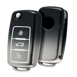 OATSBASF Gradient TPU Car Key Case for VW, for VW Golf Key Box, 3-Button Key Case Cover for VW Polo, Passat, Skoda & Seat (Gradient Grey)