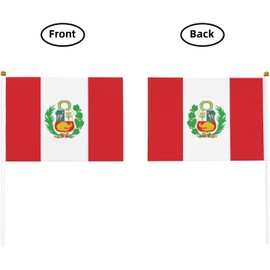 Peru Flags - 20 Pack, Handheld with Sticks, Vibrant Colors for Festivals
