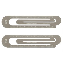HARFINGTON 2pcs Straight Ruler 12cm Metric Bookmark Clip Ruler Metal Aluminum Alloy Scale on Both Sides Measuring Scale Tool for Measure Study Reading Classroom Office, Brown