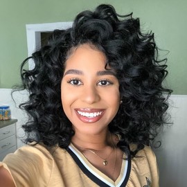 ToyoTress Ocean Wave Crochet Hair - 9 Inch 8 Packs Natural Black Short Curly Ocean Wave Braiding Hair, Synthetic Crochet Braids (9 Inch, 1B-8P)