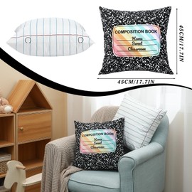 VioraWhite 2 Pack Vintage Composition Notebook Throw Pillow Cover 18 x 18 Inch Decorations for College Dormitory Nursery Home Bedroom Kids Room Plush Retro Design for Sofa, Car, and Home Decor