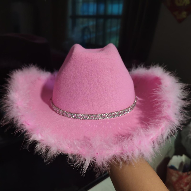 Solafas Cowboy Hats for Adults Fancy Dress(Pink)