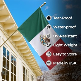 Mexico Outdoor Flag (5x8ft) by DreamController - Durable, Fade-Resistant Polyester, Double-Stitched, Brass Grommets - HD Printed North America Flag - Made in USA