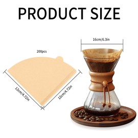 Pack of 200 Paper Coffee Filters Size 2, V-shaped Coffee Filter Paper, Filter Paper Size 2, Filter 02 Coffee Paper Filter, Cone Paper Coffee Filter for Coffee Machines, Filter Cups 2-4 Cups