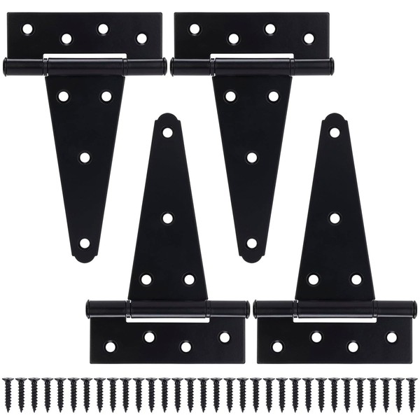 EVCUHASL 6 Inch T-Strap Gate Hinges, Shed Barn Door Hinges