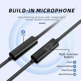 MORMOQUE EP-06 - Auriculares intrauditivos metálicos con cable metálico, micrófono integrado con aislamiento de ruido, con cable largo de 3,5 mm de 10 mm, controladores grandes, auriculares de audio