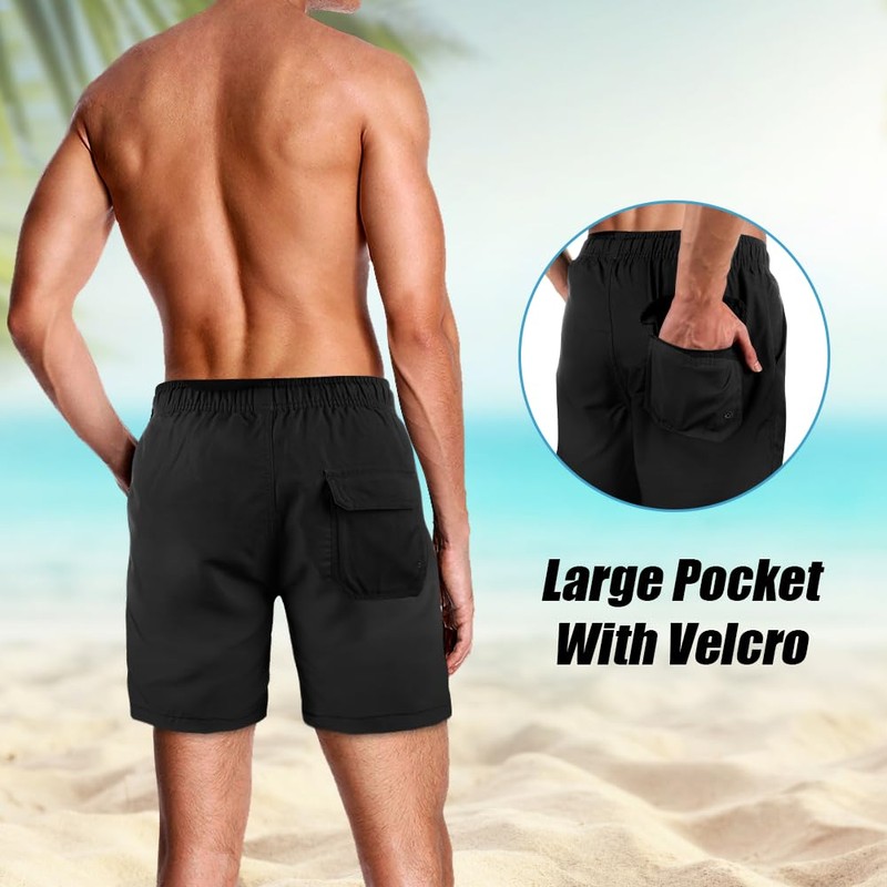 flintronic Men's Swimming Trunks with Compression Liner 2 in 1,