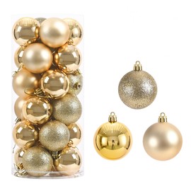 Mini Christmas Balls Ornaments, Shatterproof Mardi Gras Hanging Balls for Xmas Tree, Holiday, Wedding, Party (Gold)