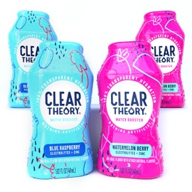 Clear Theory Water Flavoring Drops with Electrolytes, Water Enhancer Liquid Flavored Water Drink Mix, Hydration for Kids, Vegan, Gluten Free, Low Calorie (Blue Raspberry & Watermelon Berry)