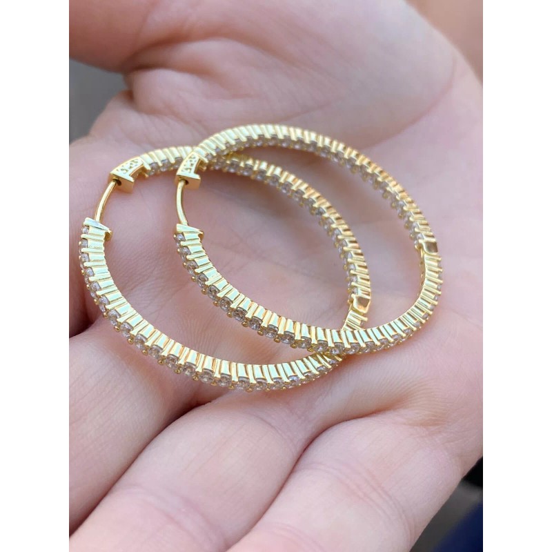 Harlembling 14k Gold Plated Solid 925 Sterling Silver Big CZ