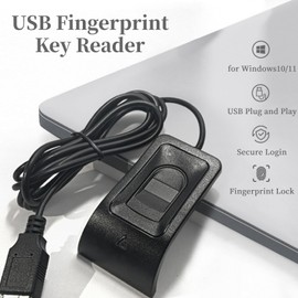 Desktop USB Fingerprint Reader, Computer Fingerprint Key Reader, USB Security Key with Extension Cable for Windows, Auto Calibration Recognition, Password