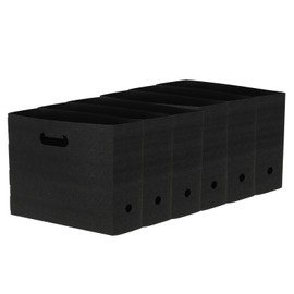 PATIKIL Foldable Scrapbook Paper Holder, 6 Pcs 10 x 12 Inch Scrapbook Paper Storage Organizer Plastic File Organizer for Scrapbook Paper Kraft Paper Cardstock Magazines Home Office, Black