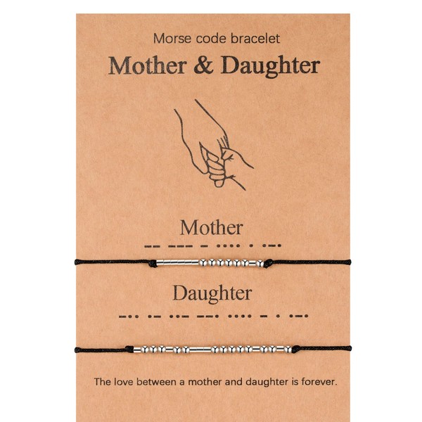 YELUWA Mother Daughter Morse Code Bracelet Pinky Promise Distance Matching