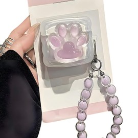 ICEELEC Compatible for AirPods 4th Gen Case,Cute 3D Cat Paw AirPods 4th Generation Protective Case with ICY Keychain for Girls Women, Shockproof Headset Cover for Airpods 4, ICY Purple